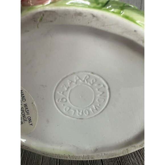 Vintage World Bazaar Majolica Style Pitcher Ceramic Embossed Vegetable 7" Tall - Picture 7 of 12